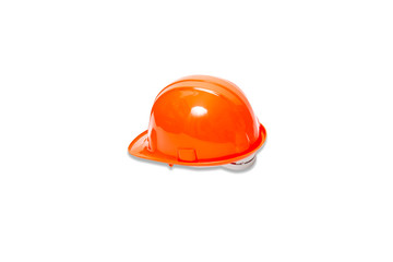 Orange safety helmet construction on white background.Concept safety work.