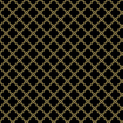 Seamless vector black and golden ornament in arabian style. Geometric abstract background. Pattern for wallpapers and backgrounds