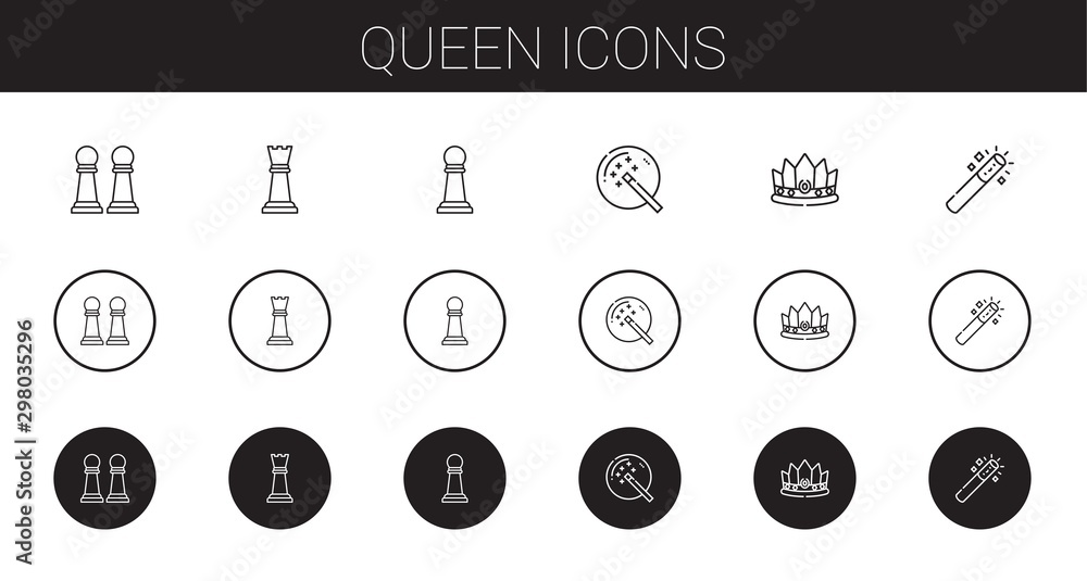 Poster queen icons set