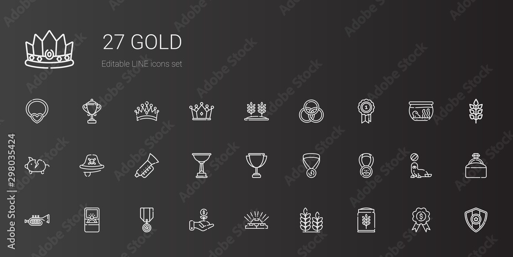 Poster gold icons set