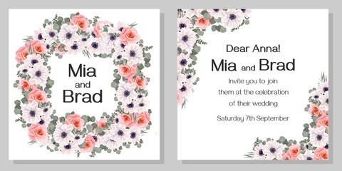 set of invitations cards