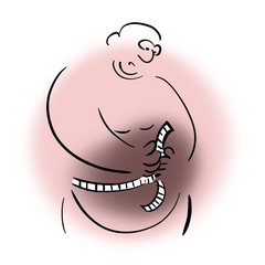 Man measures his waist circumference