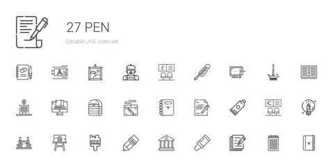 pen icons set