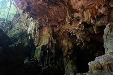 Stalagmites in beautiful and mysterious cave