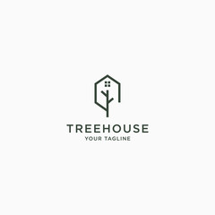 Tree House Logo Icon Design Template Vector Illustration