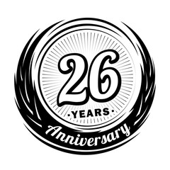 26 years anniversary. Anniversary logo design. Twenty-six years logo.