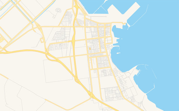 Printable street map of Jubail, Saudi Arabia
