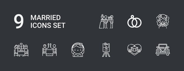 Editable 9 married icons for web and mobile