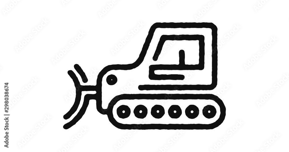 Aufkleber earthmover outline icon animation footage/video. hand drawn like symbol animated with motion graphic