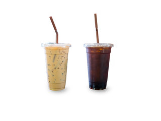 Set of Ice coffee isolated on white background.