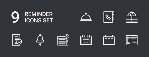 Editable 9 reminder icons for web and mobile