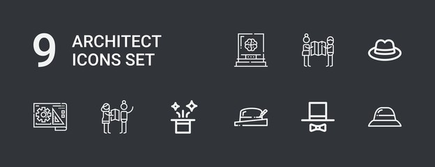 Editable 9 architect icons for web and mobile