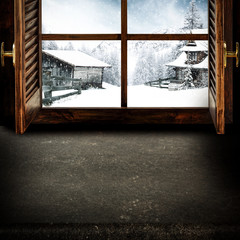 Winter window of free space background 
