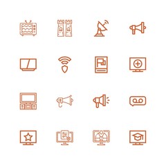 Editable 16 broadcasting icons for web and mobile