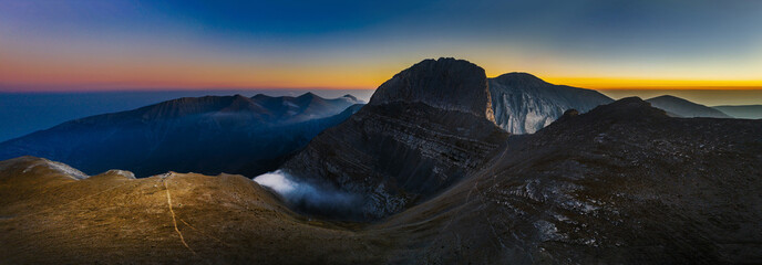 Sunset in the mount Olympus