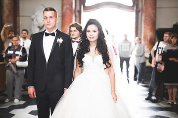 Wedding couple bide and groom get married in a church