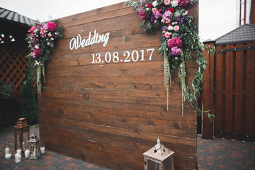 Decorations for the wedding ceremony. Beautiful flowers