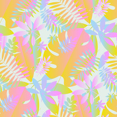 Fototapeta na wymiar Colorful pastel neon geometric leaves pattern