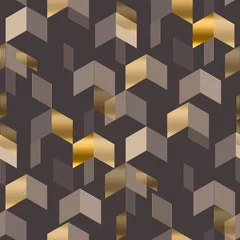 Gordijnen Dynamisch luxe goud en beige abstract naadloos patroon voor achtergrond, stof, textiel, omslag, oppervlak, web- en printontwerp. Decoratieve pijl geometrische vorm rapport. © galyna_p