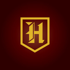 shield lettering h logo luxury