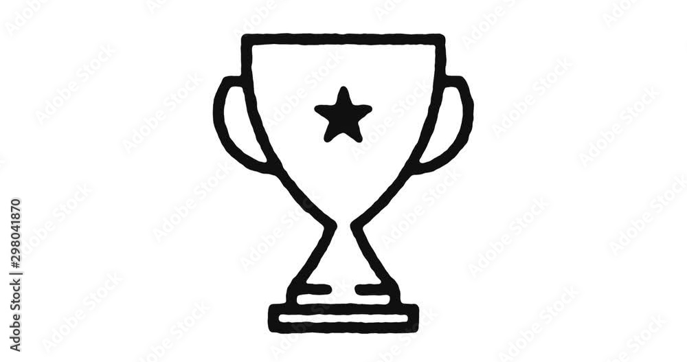 Poster trophy outline icon animation footage/video. hand drawn like symbol animated with motion graphic, ca