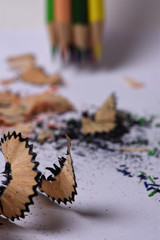 abstract background from shavings of colored pencils stylus
