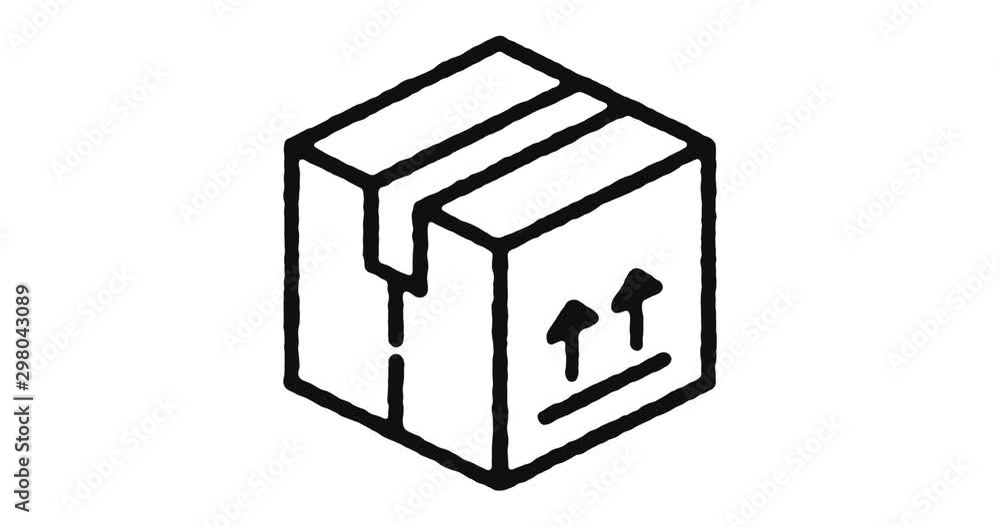 Poster cargo delivery outline icon animation footage/video. hand drawn like symbol animated with motion gra