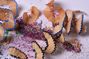 abstract background from shavings of colored pencils stylus