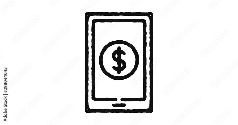 Aufkleber mobile banking outline icon animation footage/video. hand drawn like symbol animated with motion gra