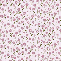 Cute ditsy floral seamless pattern, hand drawn lovely flowers, great for textiles, wrapping, banners, wallpapers - vector surface design