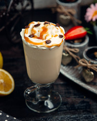 ice chocolade with cream on the table