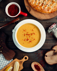 lentil soup on the table