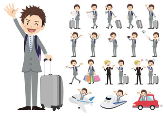 Set of business men traveling