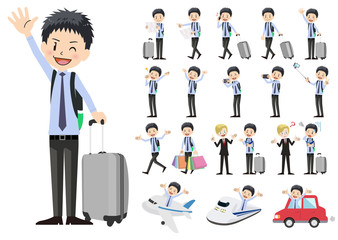 Set of business men traveling