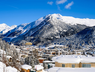 Landscape of winter resort Davos - the home of annual  World Economy Forum.