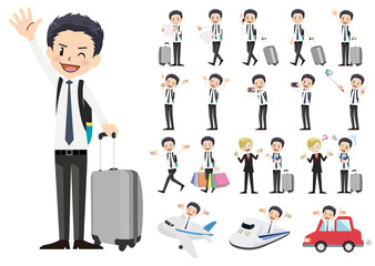Set of business men traveling