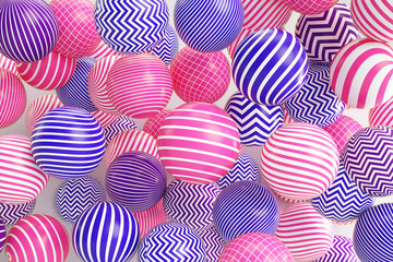 Striped Balls background collection. 3D Rendering - Illustration