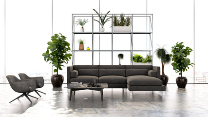 large luxury modern bright interiors room illustration 3D rendering