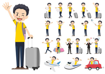 Set of men traveling