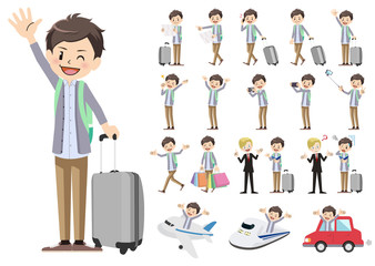 Set of men traveling