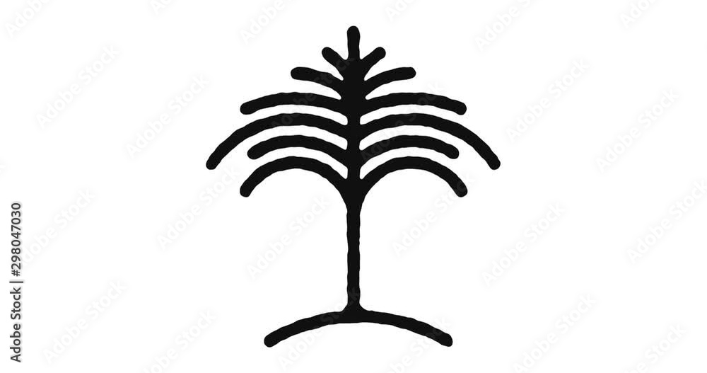 Poster tropical tree outline icon animation footage/video. hand drawn like symbol animated with motion grap