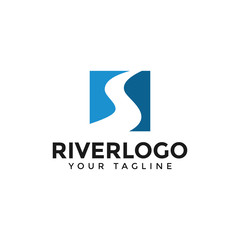 Initial of Letter S River, Creek Logo Design Template