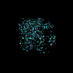Blue, cyan, turquoise glitter stars, confetti.