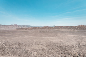 Nazca Lines in the desert of Peru, mystical signs geoglyphs in the sand, South America
