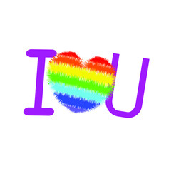 I love you.Valentines day greeting card with calligraphy.  LGBT pride symbol.