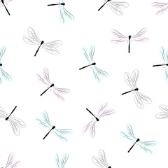 Seamless pattern. Dragonfly. Vector graphics. Background, banner, poster.
