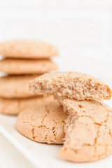 Delicious homemade cookies with walnuts on white background 
