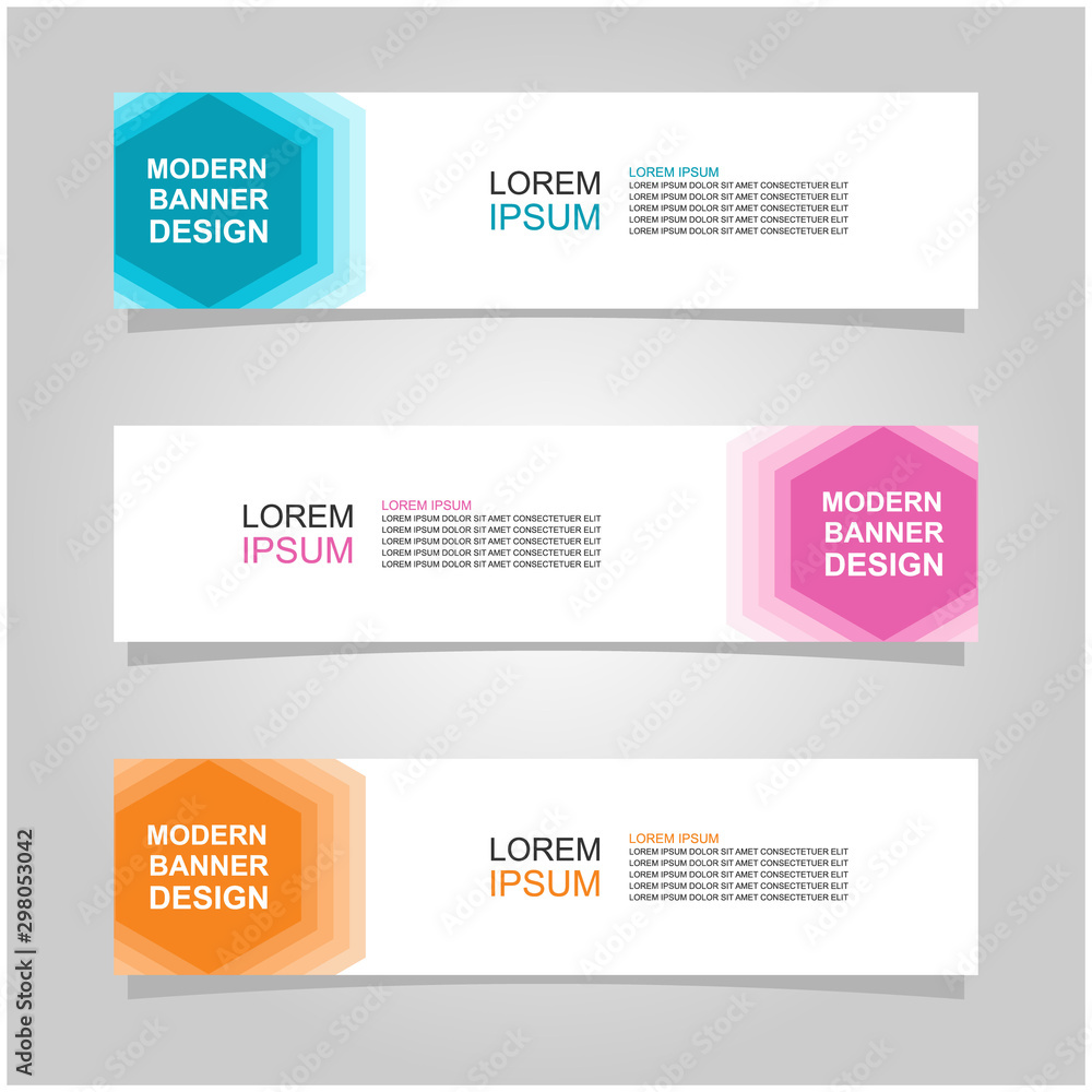Wall mural vector abstract banner design web template set of 3. abstract geometric background used for letterhe