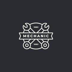 Auto mechanic service. Mechanic service logo set. Repair service auto mechanic logos. Car vintage vector logo set. Vector illustration.