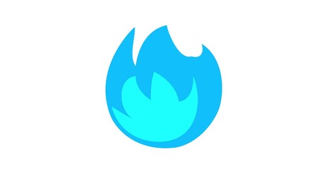 Fire Emoji reaction, blue icon animation on white background - Powered by Adobe